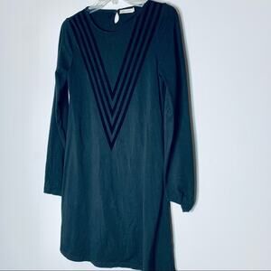 Carbon Soldier Girls Black Jersey Dress Velvet Detail Keyhole Back Size 14 EUC